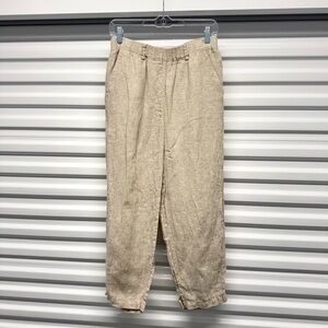 Quince 100% Linen Beige Pull On Pants Elastic Waist